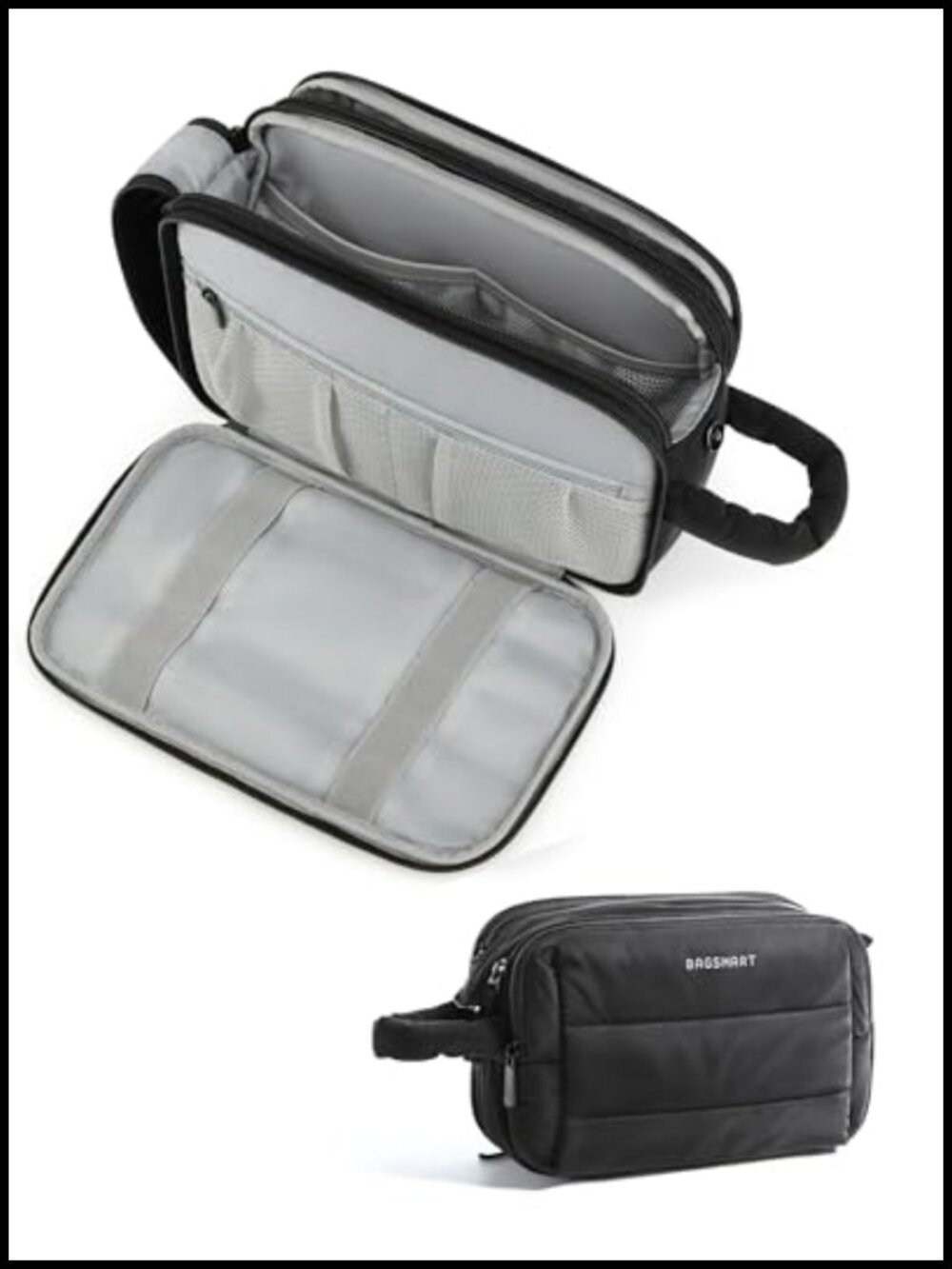 Water Resistant Puffy Travel Toiletry Bag Wide Open Cosmetic Organizer